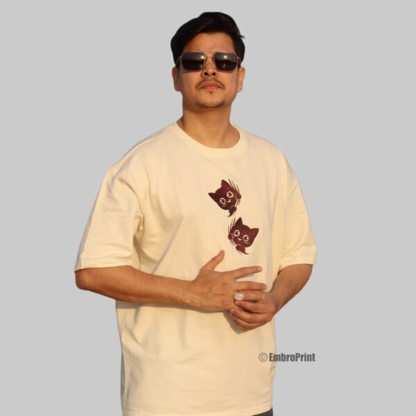 Peeking Cats Couple Oversized Unisex Tshirt - Image 8