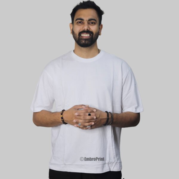 Premium Oversized Drop-Shoulder T-Shirt – White - Image 6