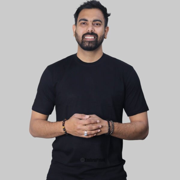 Black Cotton T-Shirt - Regular Fit, Biowash, and Ultimate Comfort - Image 5