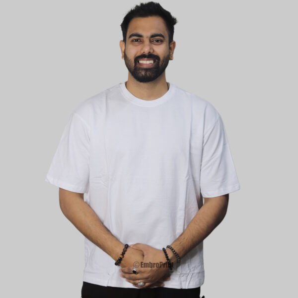 Premium Oversized Drop-Shoulder T-Shirt – White - Image 3