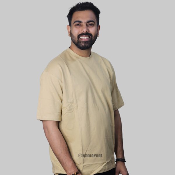 Premium Oversized Drop-Shoulder T-Shirt – Beige - Image 5