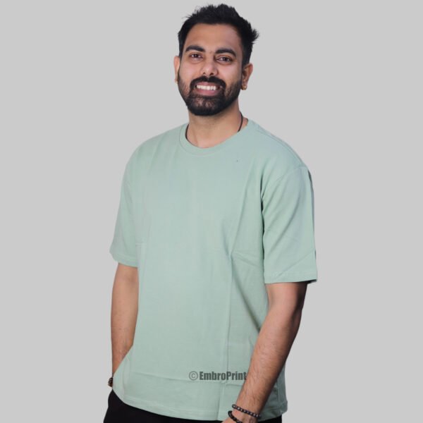 Premium Oversized Drop-Shoulder T-Shirt – Sage Green - Image 4