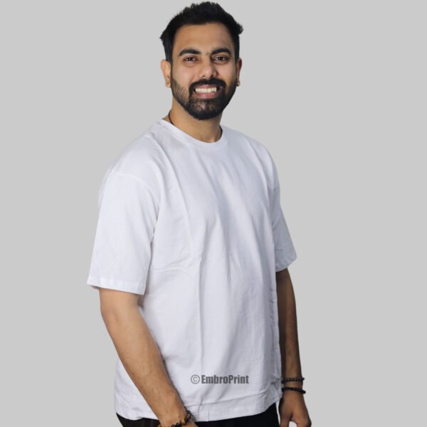 Premium Oversized Drop-Shoulder T-Shirt – White - Image 4