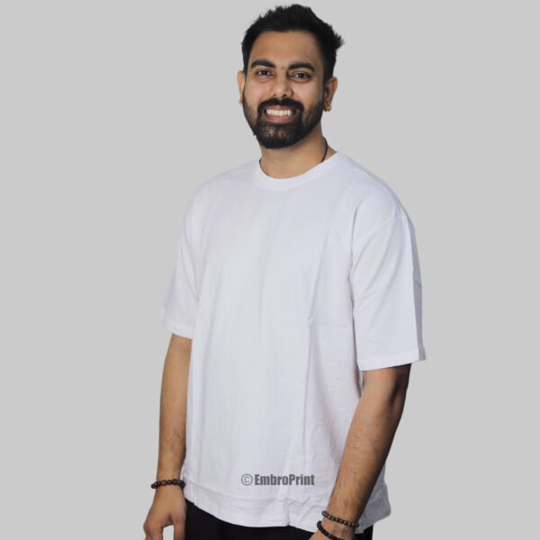 Premium Oversized Drop-Shoulder T-Shirt – White - Image 5