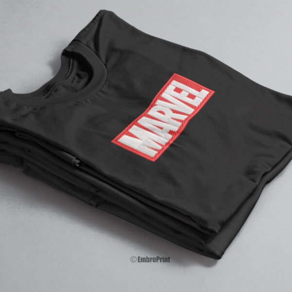 Marvel Logo Embroidered Oversized Black Unisex Tshirt - Image 2