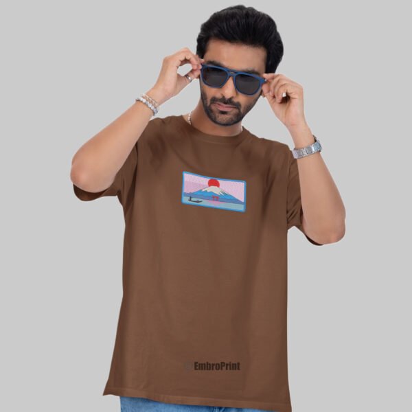 Mount Fuji Embroidered Oversized Unisex Tshirt - Image 5
