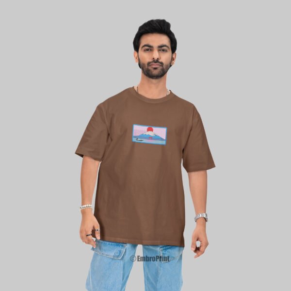 Mount Fuji Embroidered Oversized Unisex Tshirt - Image 4