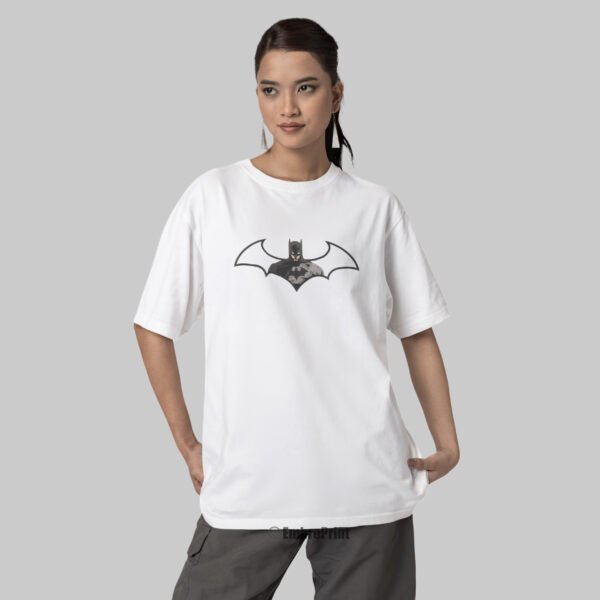 Batman Embroidered Oversized White Unisex Tshirt - Image 8