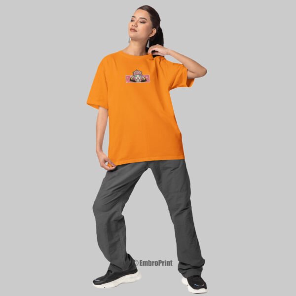 Anya Forger Embroidered Oversized Orange Unisex Tshirt - Image 4