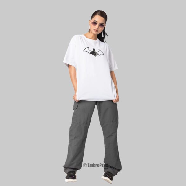 Batman Embroidered Oversized White Unisex Tshirt - Image 5