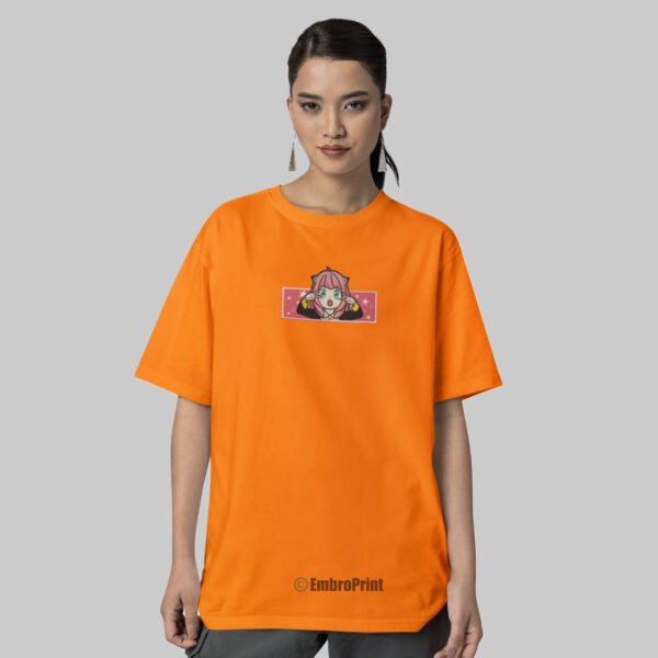 Anya Forger Embroidered Oversized Orange Unisex Tshirt - Image 5