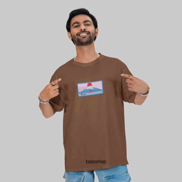 Mount Fuji Embroidered Oversized Unisex Tshirt - Image 7