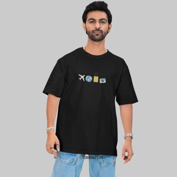 Travel Essentials Embroidered Oversized Unisex Tshirt - Image 4
