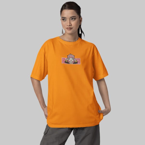 Anya Forger Embroidered Oversized Orange Unisex Tshirt - Image 6