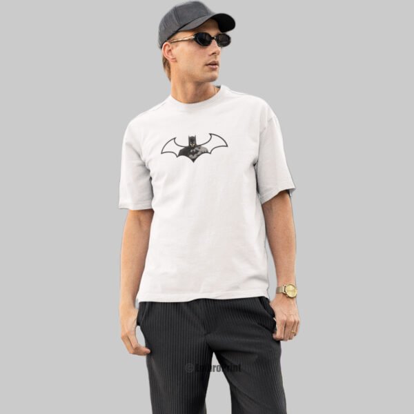 Batman Embroidered Oversized White Unisex Tshirt - Image 9