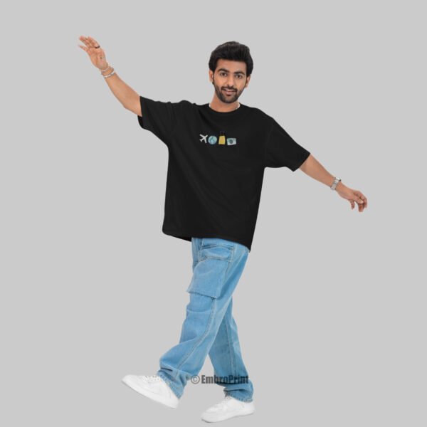 Travel Essentials Embroidered Oversized Unisex Tshirt - Image 5