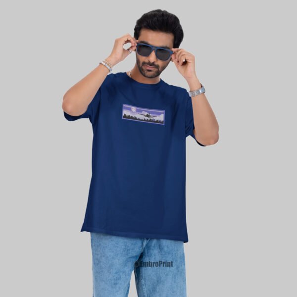 Airplane and SkyScrapers Embroidered Oversized Unisex Tshirt - Image 7