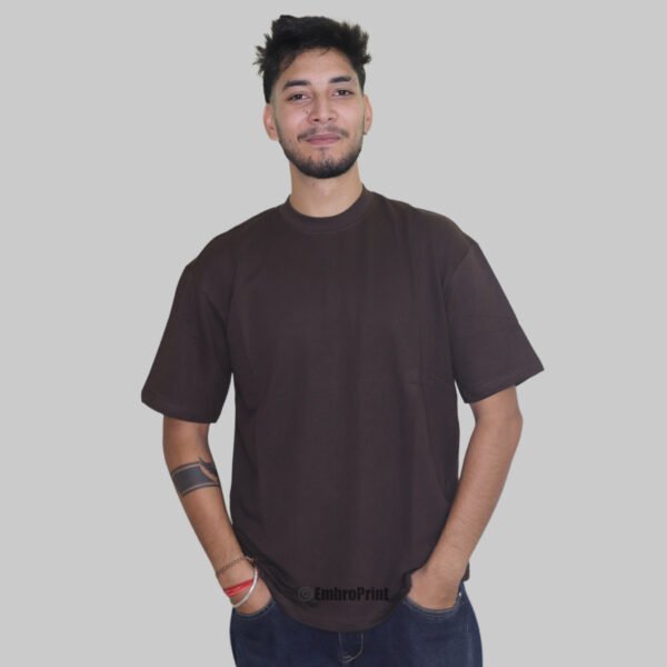 Oversized Drop-Shoulder T-Shirt – Brown - Image 4