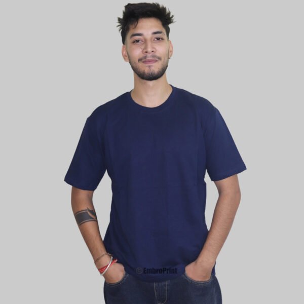 Oversized Drop-Shoulder T-Shirt – Navy Blue - Image 5