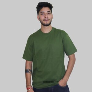 Alternative view of Premium Army Green Oversized Drop-Shoulder T-Shirt
