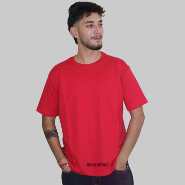 Oversized Drop-Shoulder T-Shirt – Red - Image 5
