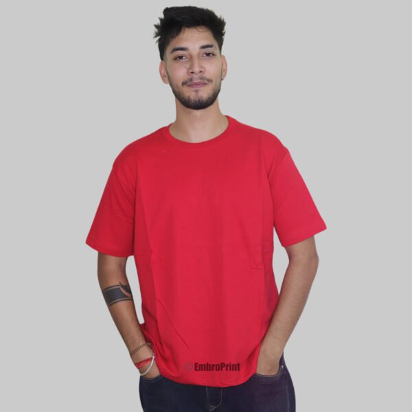 Oversized Drop-Shoulder T-Shirt – Red