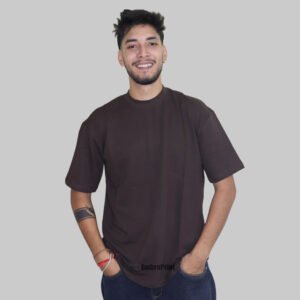 Oversized Drop-Shoulder T-Shirt – Brown