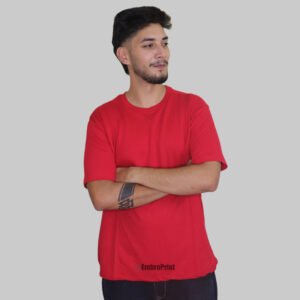 Alternative view of Oversized Drop-Shoulder T-Shirt – Red