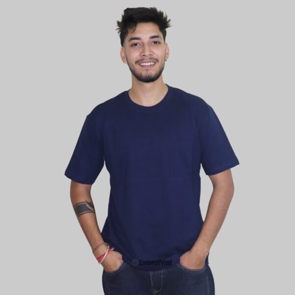 Oversized Drop-Shoulder T-Shirt – Navy Blue - Image 6