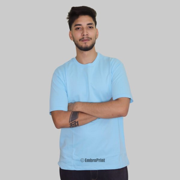 Premium Powder Blue Oversized Drop-Shoulder T-Shirt - Image 4