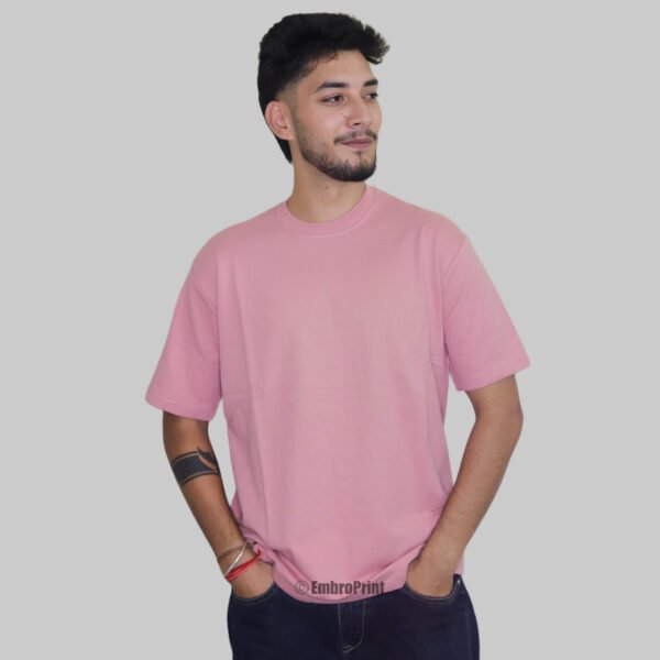 Premium Rose Pink Oversized Drop-Shoulder T-Shirt - Image 5
