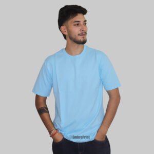 Premium Powder Blue Oversized Drop-Shoulder T-Shirt
