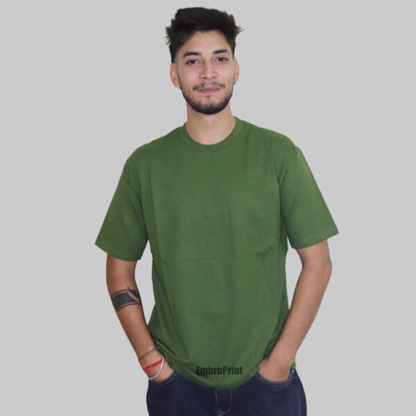 Premium Army Green Oversized Drop-Shoulder T-Shirt - Image 5