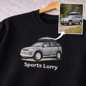 Car Portrait with Number Plate Embroidery