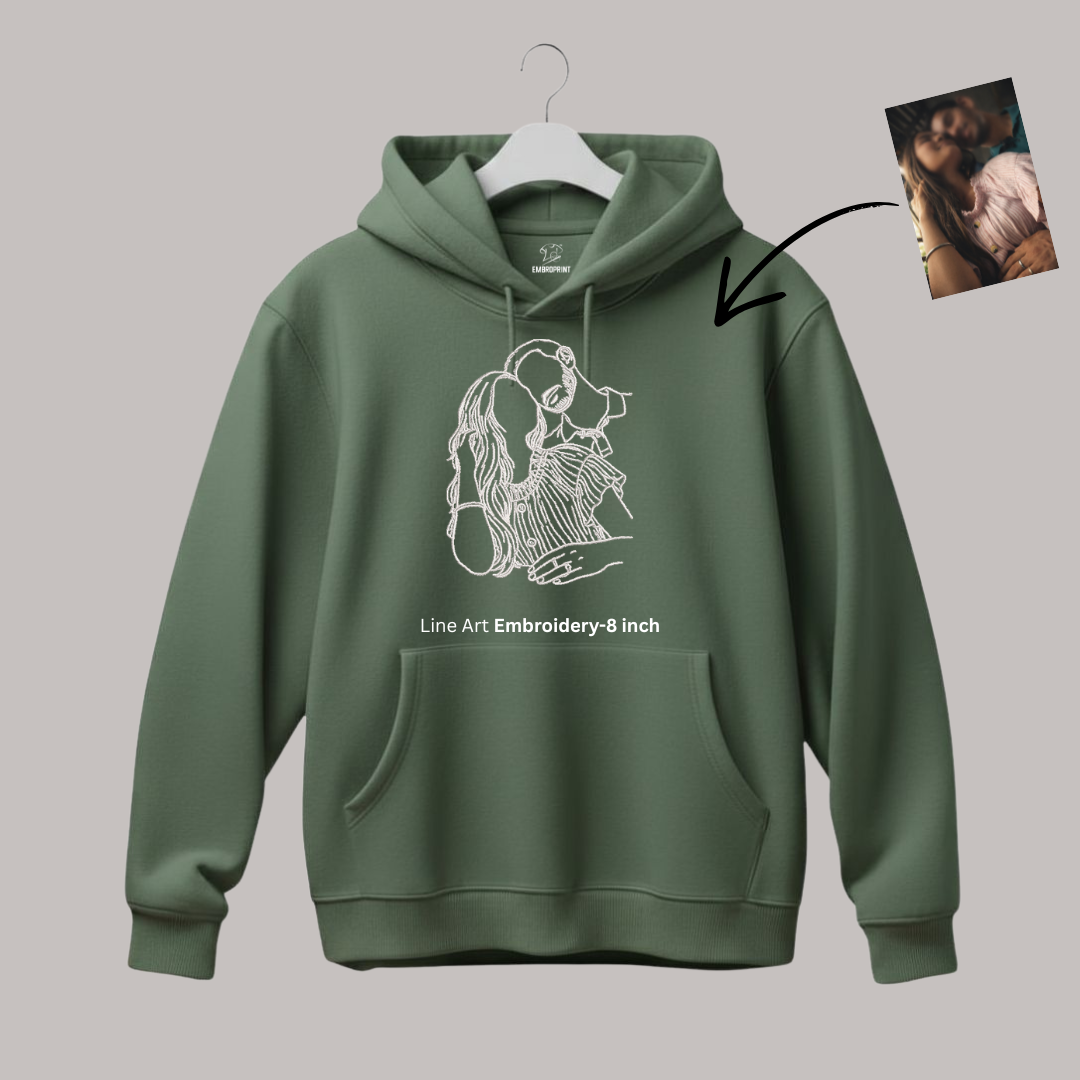 Portrait Embroidery – Line Art- Hoodie - Image 4