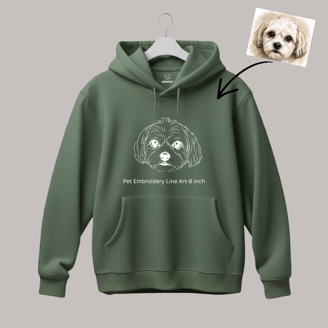 Custom Pet Line Art Embroidery –Hoodie - Image 4
