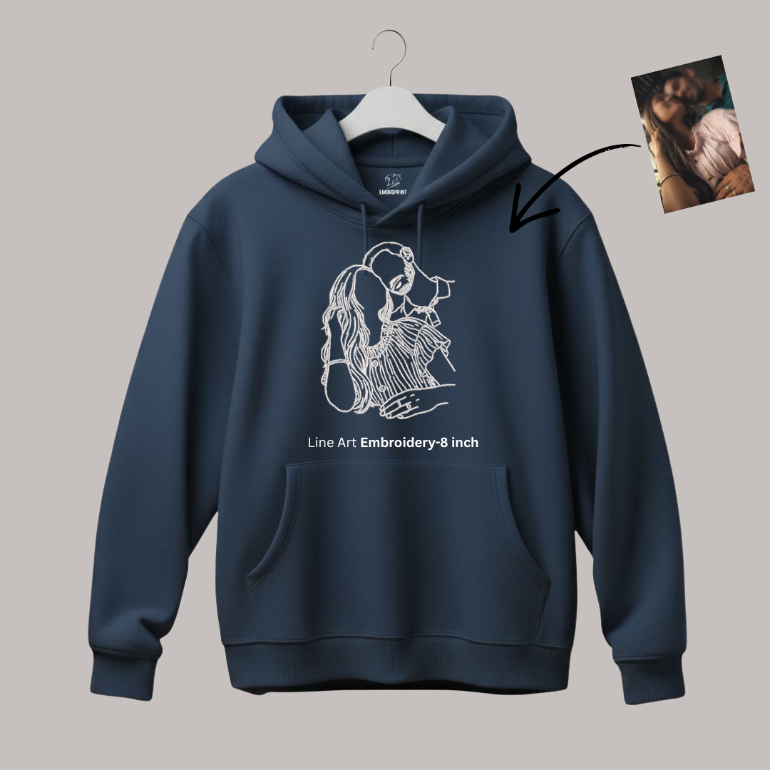 Portrait Embroidery – Line Art- Hoodie - Image 3