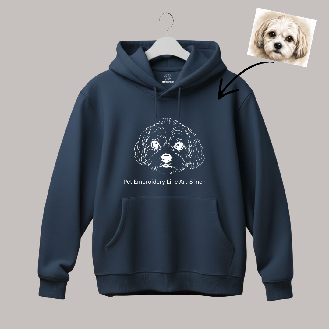 Custom Pet Line Art Embroidery –Hoodie - Image 3