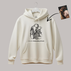 Alternative view of Portrait Embroidery – Line Art- Hoodie