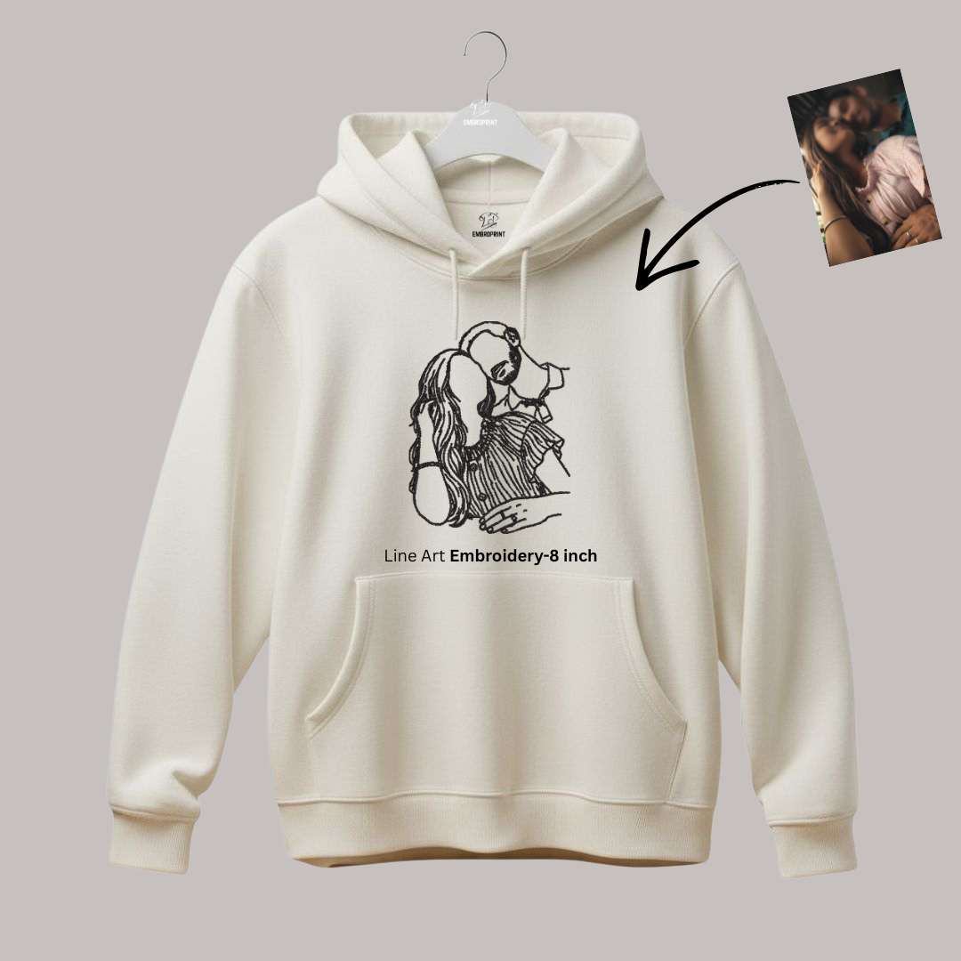Portrait Embroidery – Line Art- Hoodie - Image 2