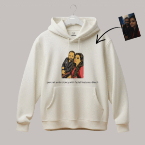 Alternative view of Portrait Embroidery – Facial Feature- Hoodie