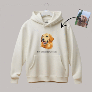Alternative view of Custom Pet Portrait Embroidery – Full Feature- Hoodie