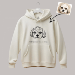 Custom Pet Line Art Embroidery –Hoodie