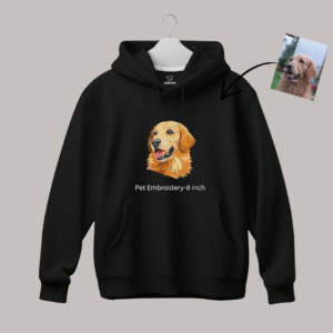 Custom Pet Portrait Embroidery – Full Feature- Hoodie