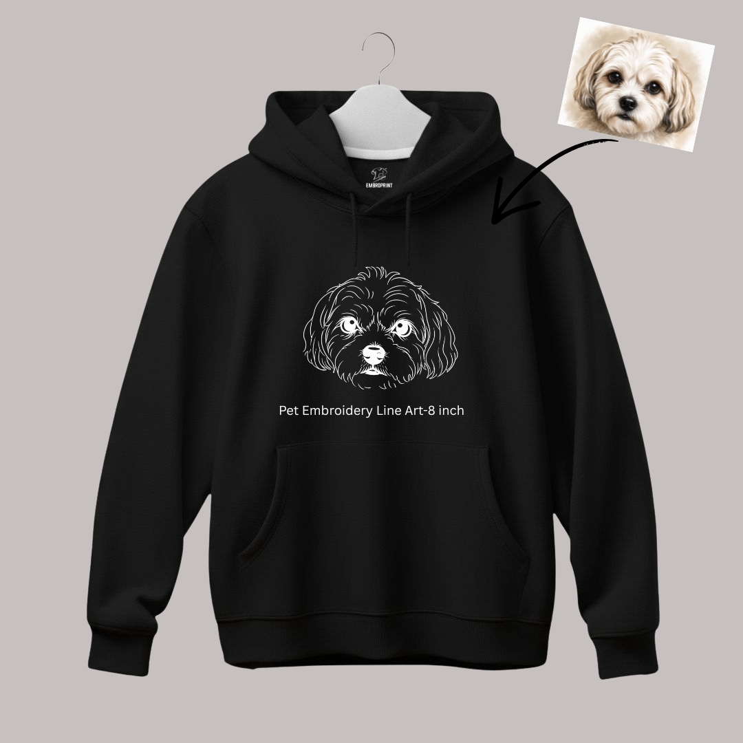 Custom Pet Line Art Embroidery –Hoodie - Image 2