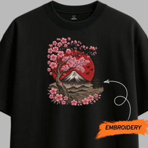 Mount Fuzi During Cherry Blossom Embroidery