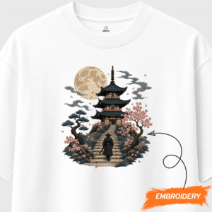 Samurai Warrior Pagoda Embroidery