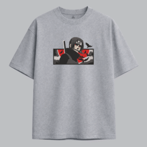 Uchiha Itachi Red Moon Embroidered Oversized Red Unisex Tshirt - Image 8