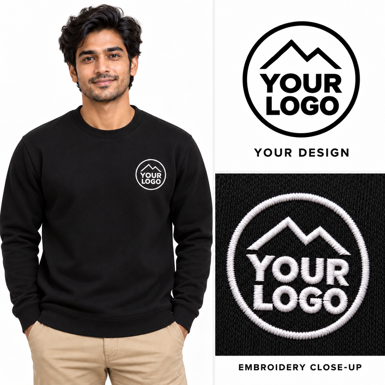 Sweatshirt with Custom Logo Embroidery