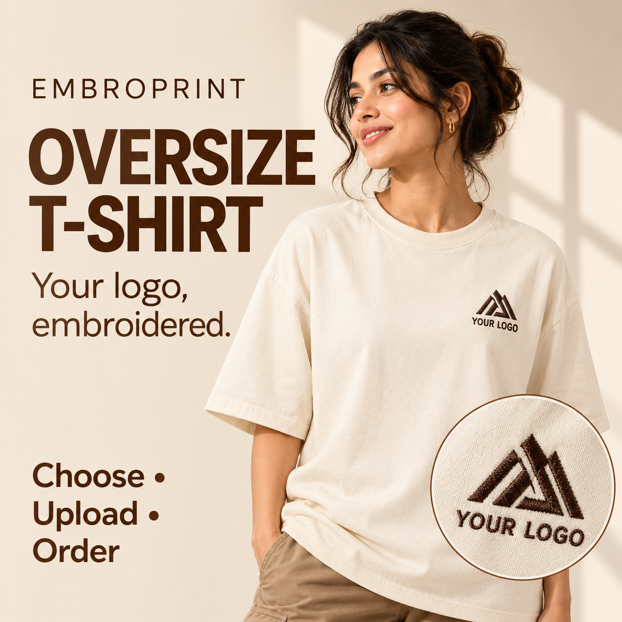 EmbroPrint oversized T-shirt with custom logo embroidery